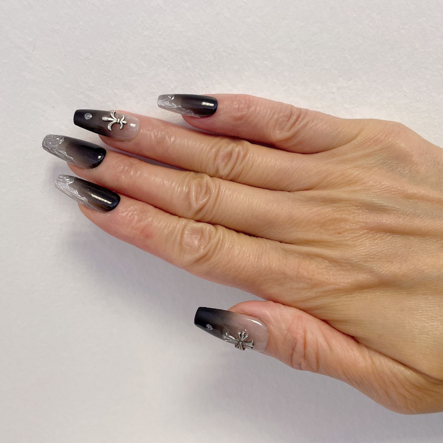 Black with Silver Tip Cross