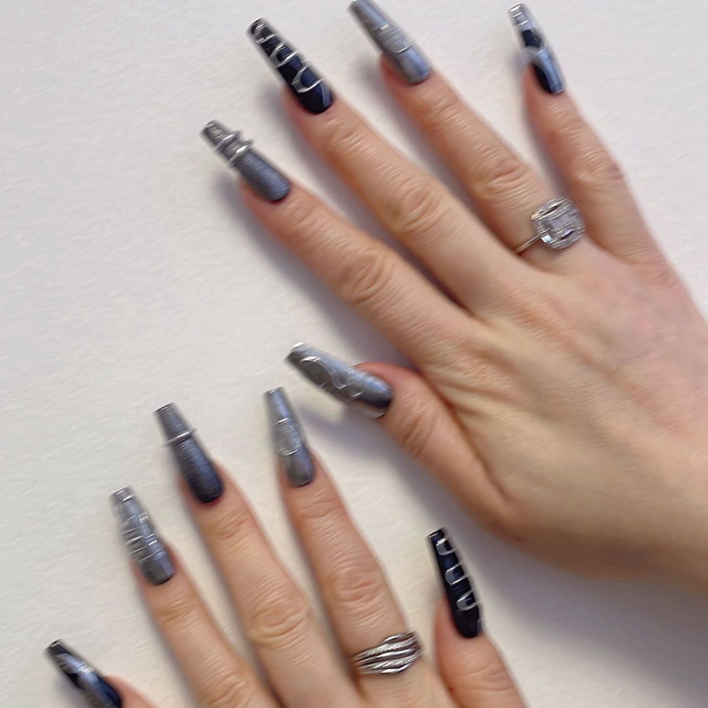 Black and Silver Matte Coffin