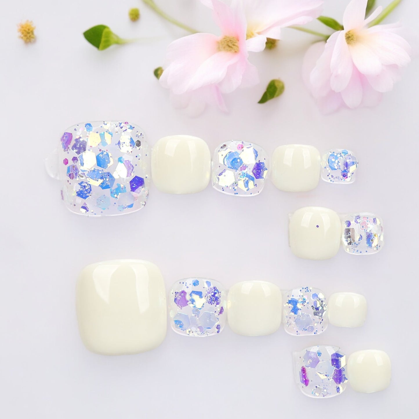 Blue & White Toe Nails