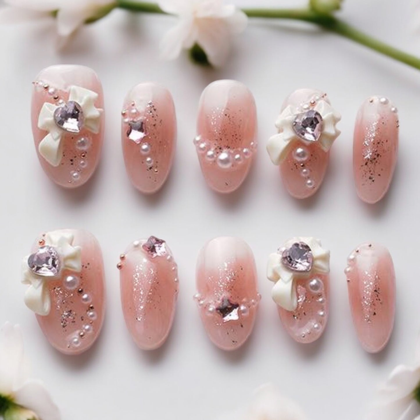 Pink Pearl White Bow Tie