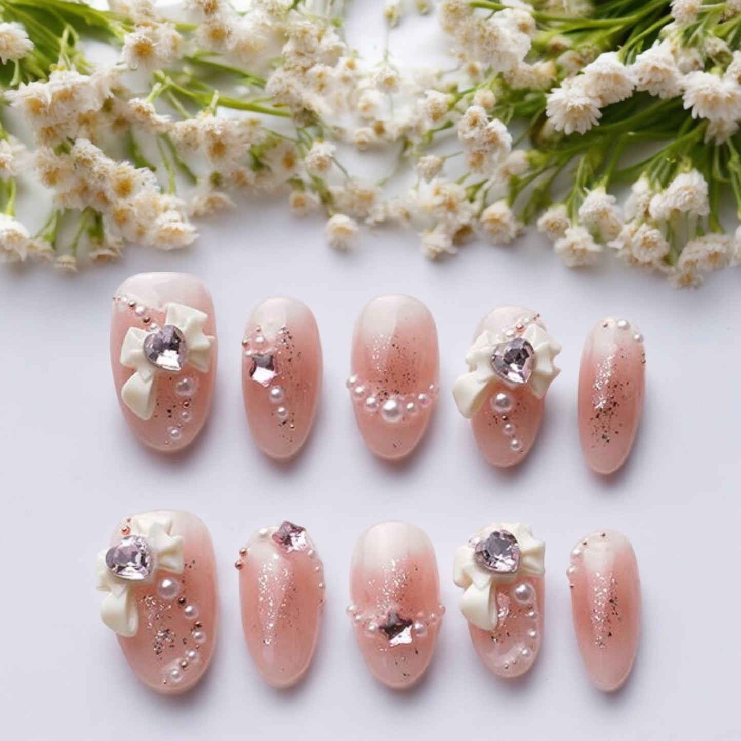 Pink Pearl White Bow Tie