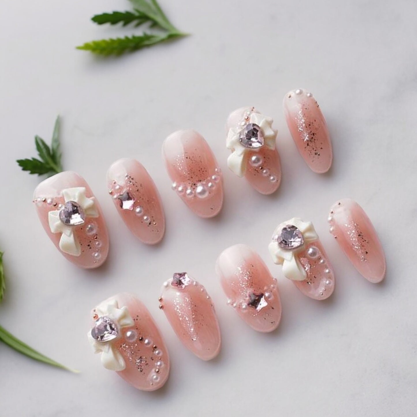 Pink Pearl White Bow Tie
