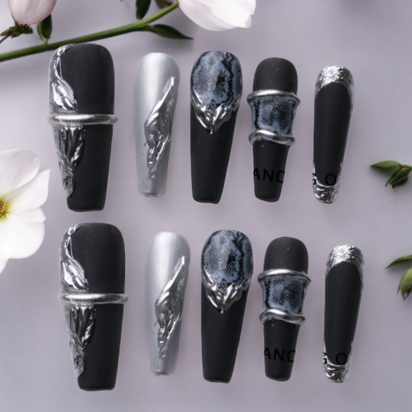 Black and Silver Matte Coffin