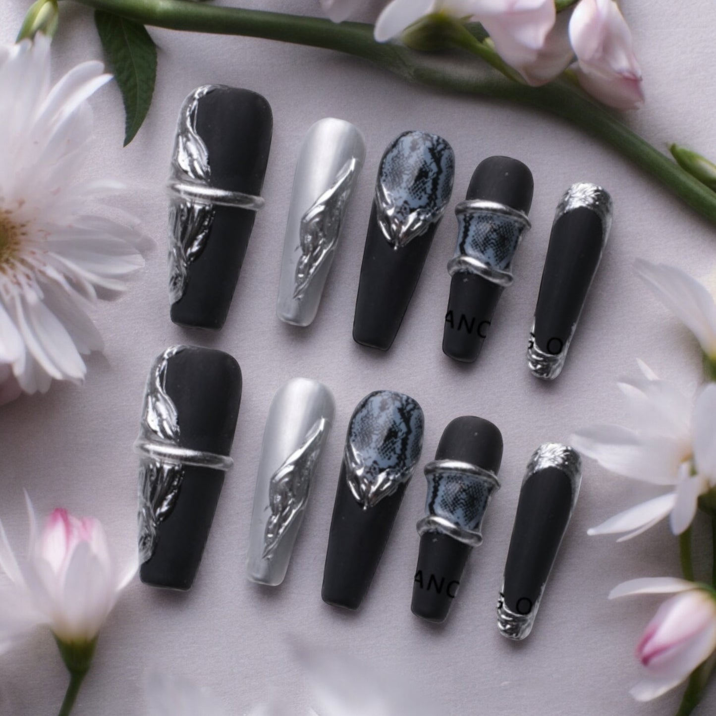 Black and Silver Matte Coffin