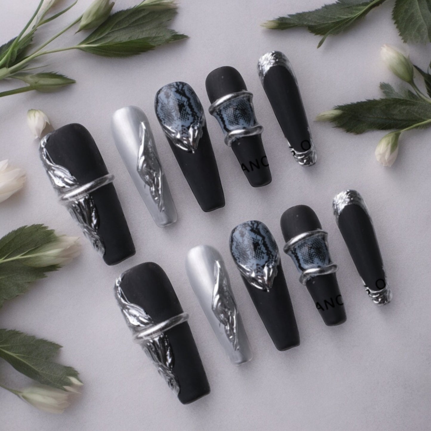 Black and Silver Matte Coffin