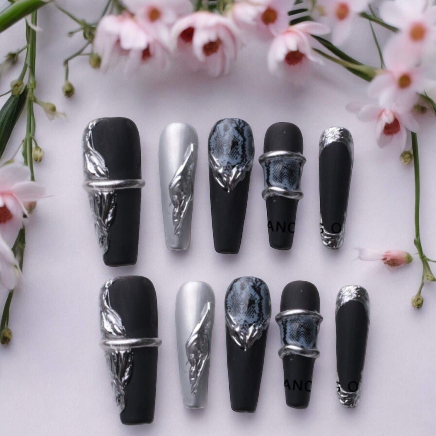 Black and Silver Matte Coffin