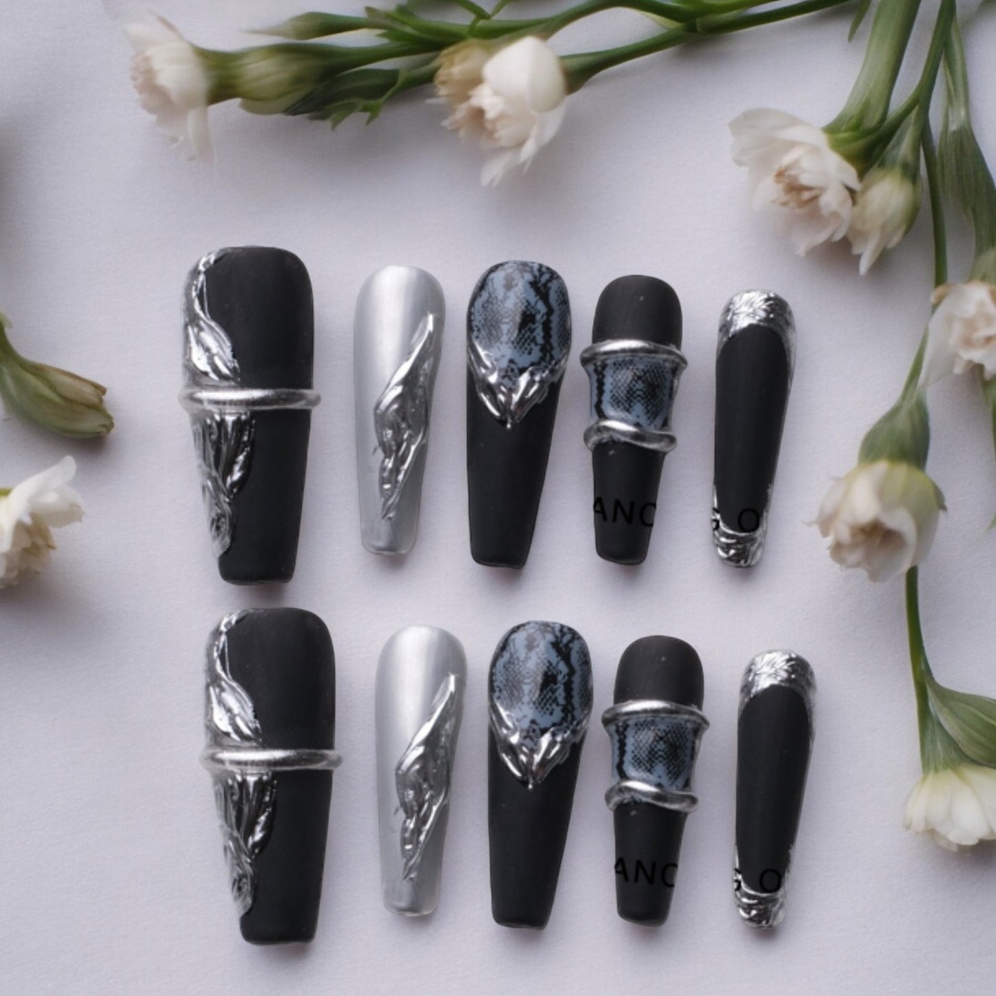 Black and Silver Matte Coffin