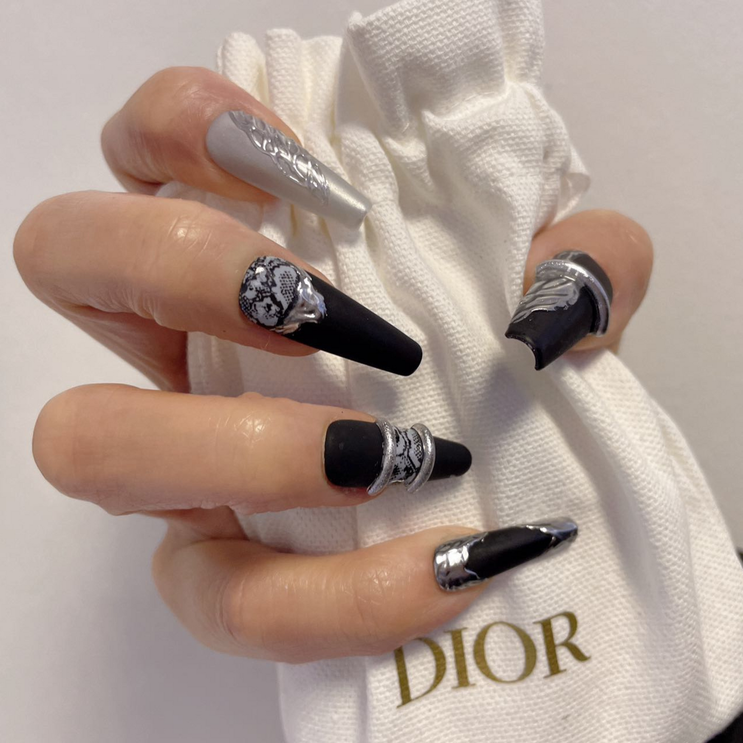 Black and Silver Matte Coffin