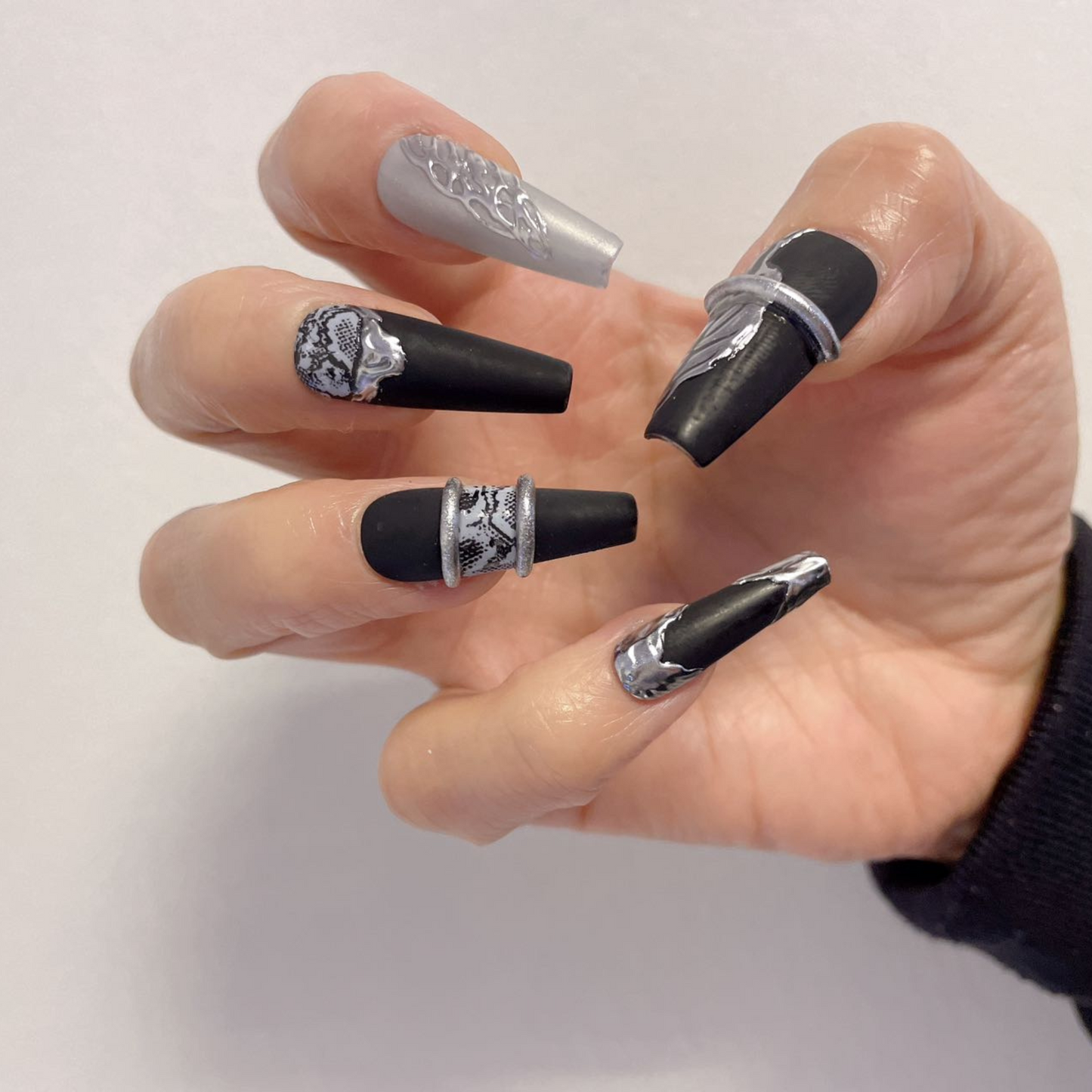 Black and Silver Matte Coffin