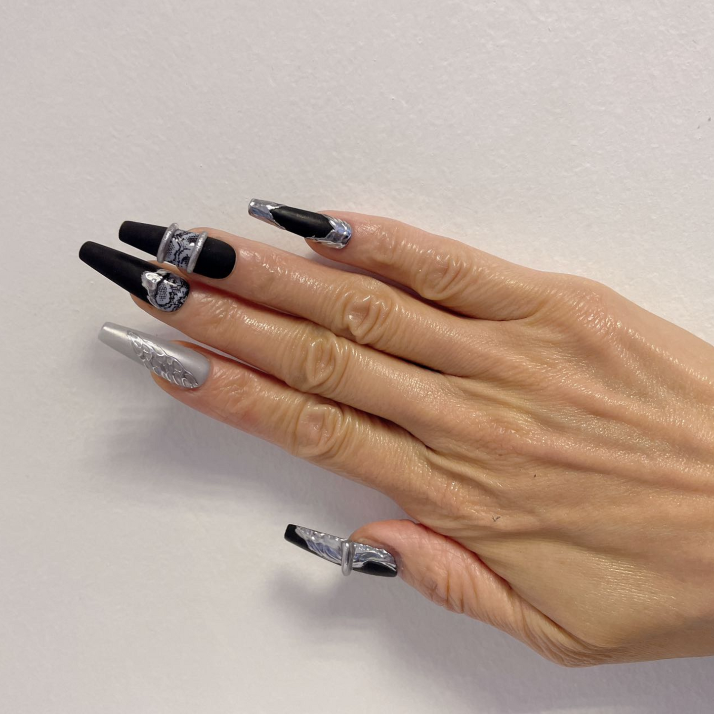 Black and Silver Matte Coffin