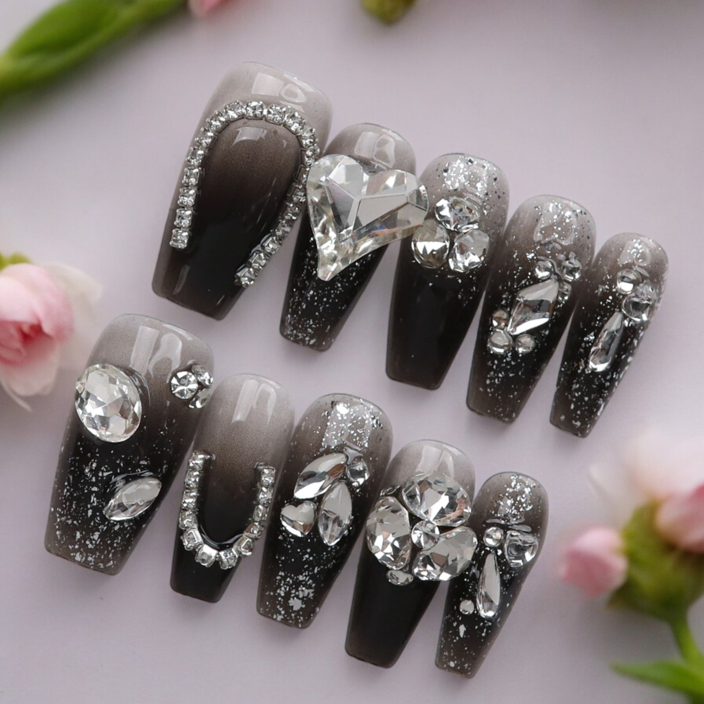 Black Glitter Heart