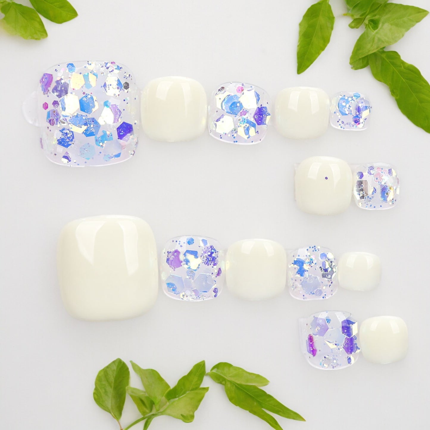 Blue & White Toe Nails