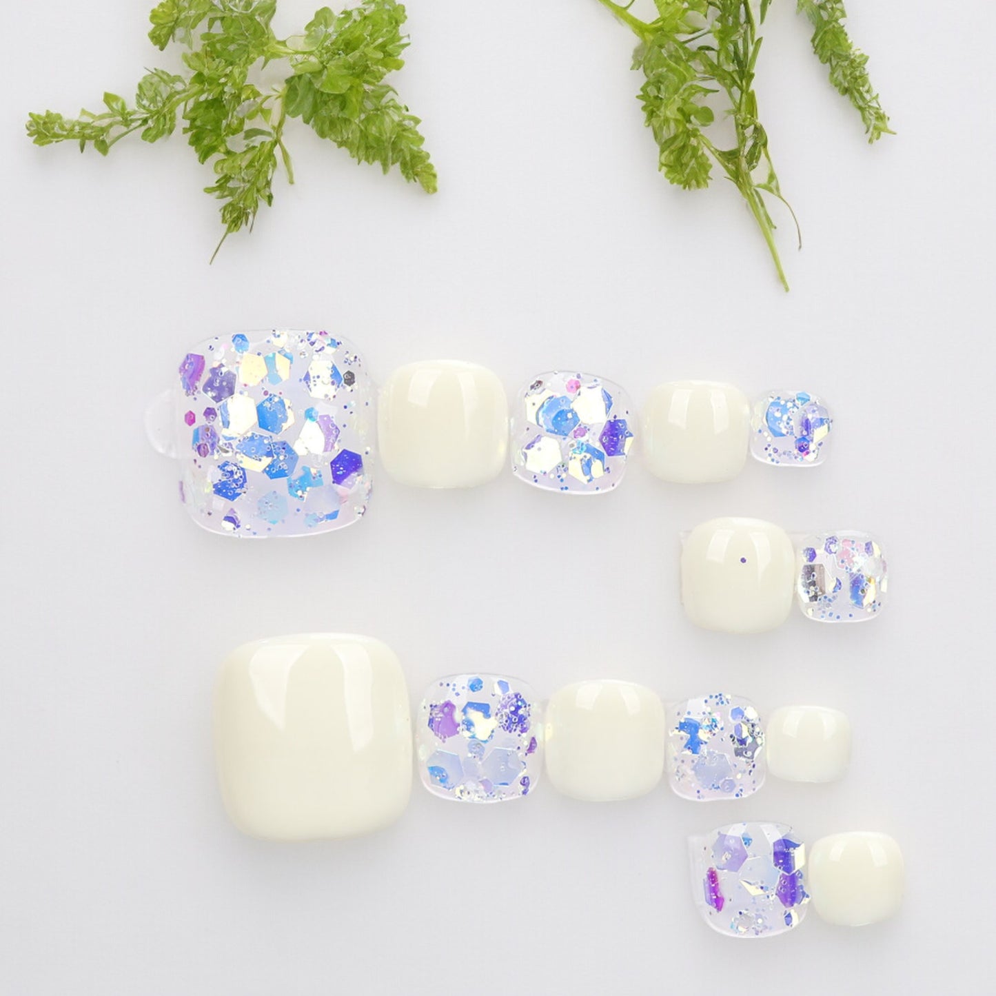 Blue & White Toe Nails