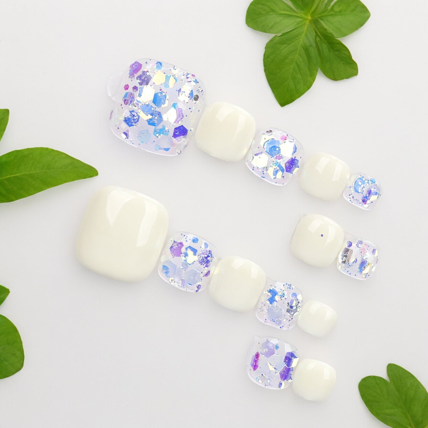 Blue & White Toe Nails