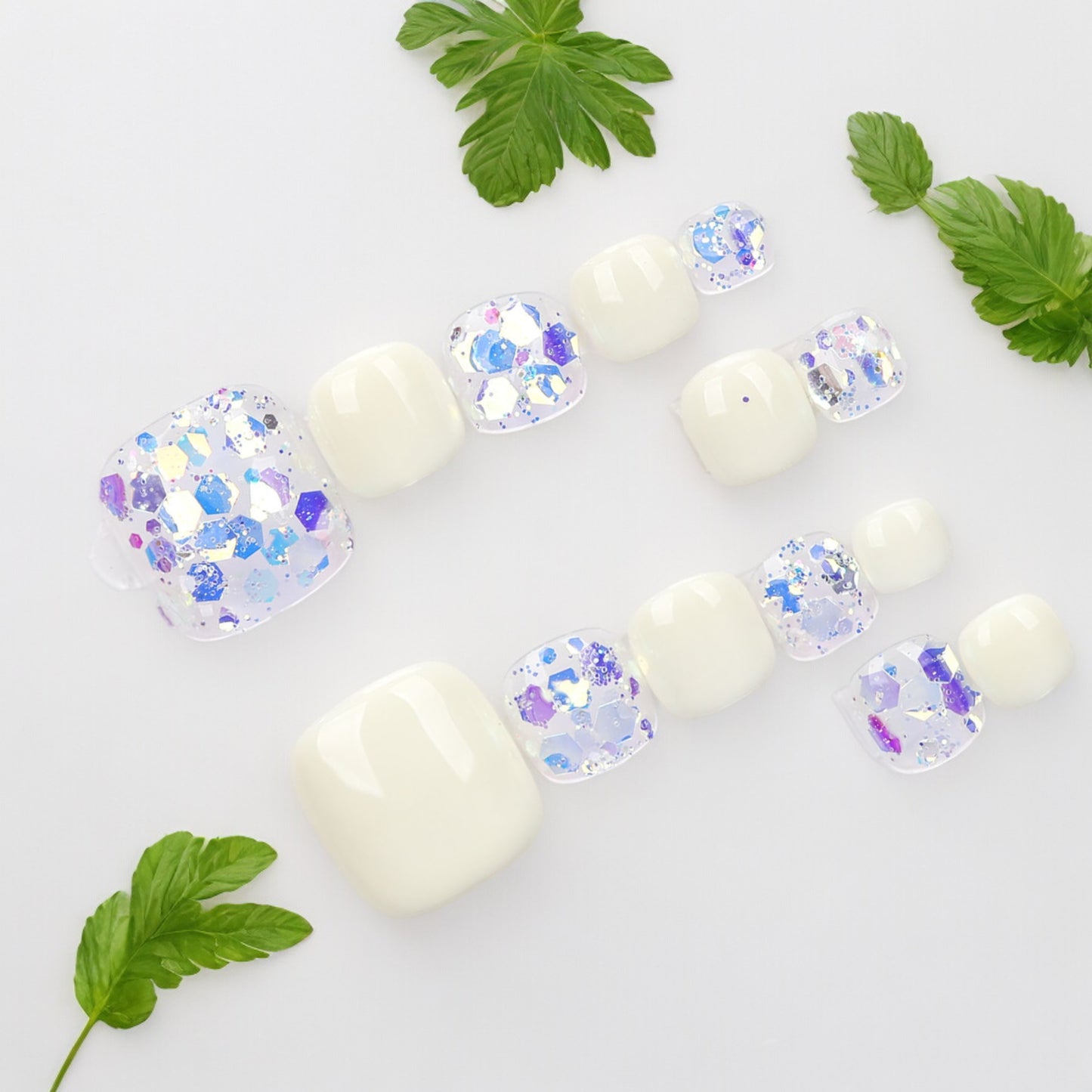 Blue & White Toe Nails