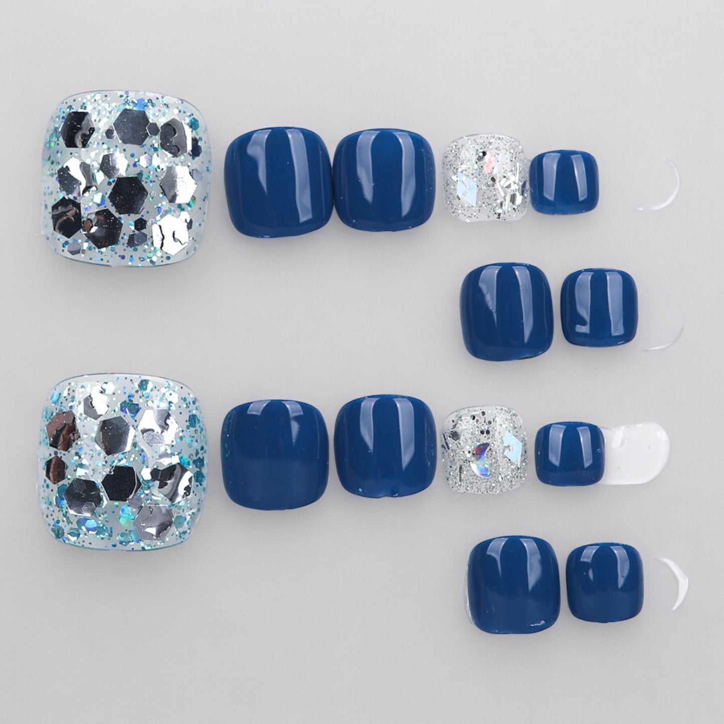 Blue & Silver Toe Nails