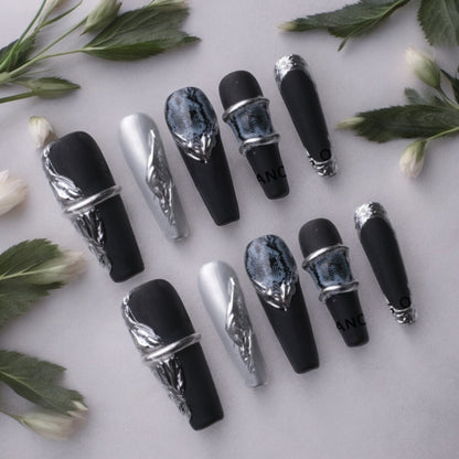 Black and Silver Matte Coffin