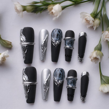 Black and Silver Matte Coffin