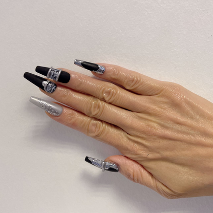 Black and Silver Matte Coffin
