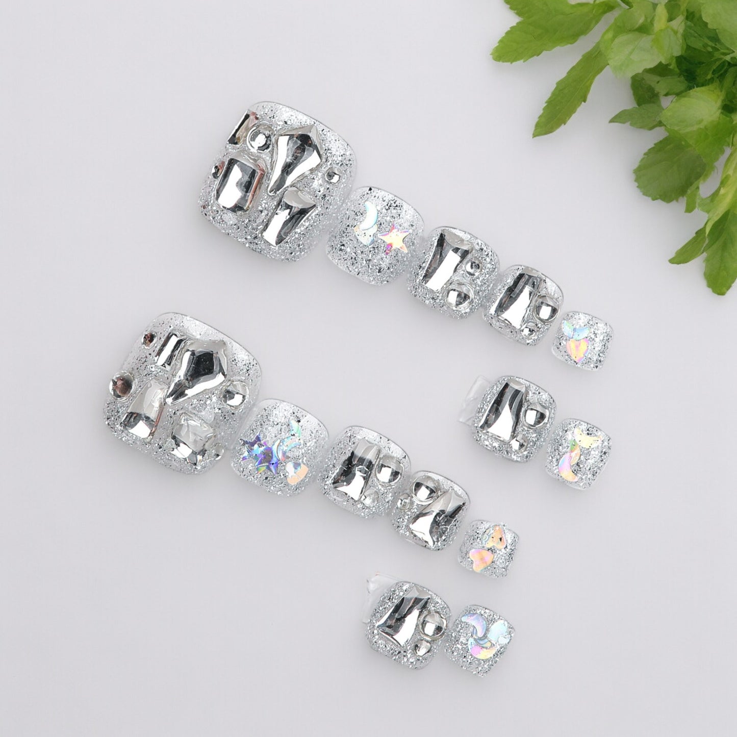 Silver Love Toe Nails