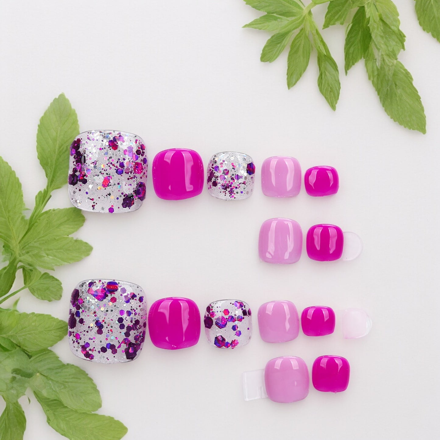 Pink & Glitter Toe Nails