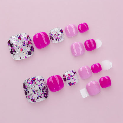 Pink & Glitter Toe Nails