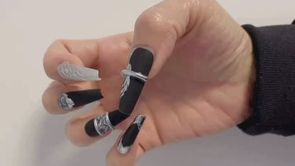 Black and Silver Matte Coffin
